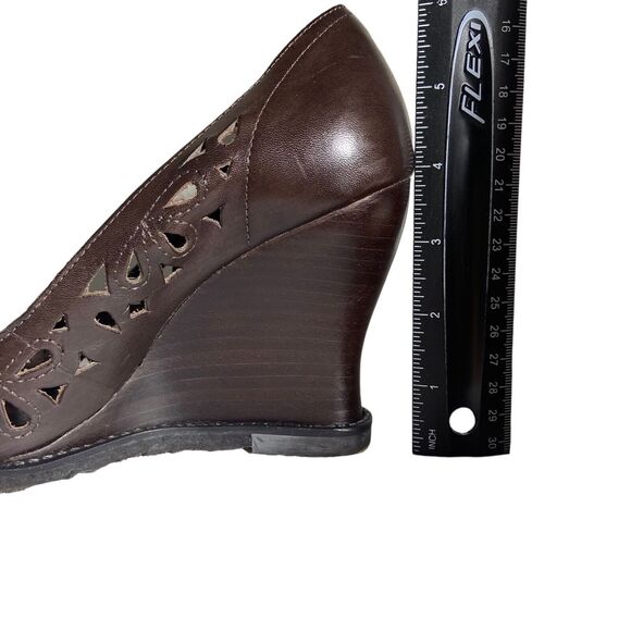 Report Jocelyn Wedge Shoes Women's Size 7.5 M Brown Perforated Leather Boho - Picture 5 of 11